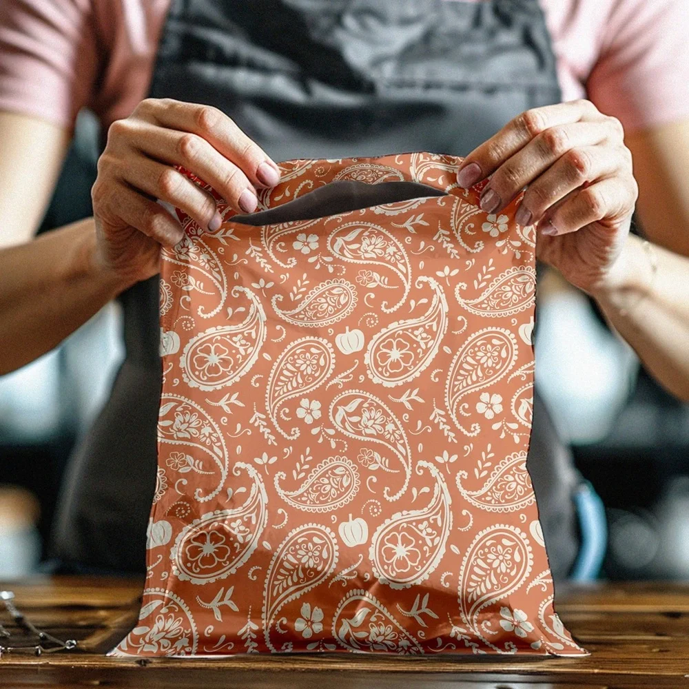 Orange Pumpkin Paisley Poly Mailer’s 10x13 Pack of 25 - Picture 6 of 8